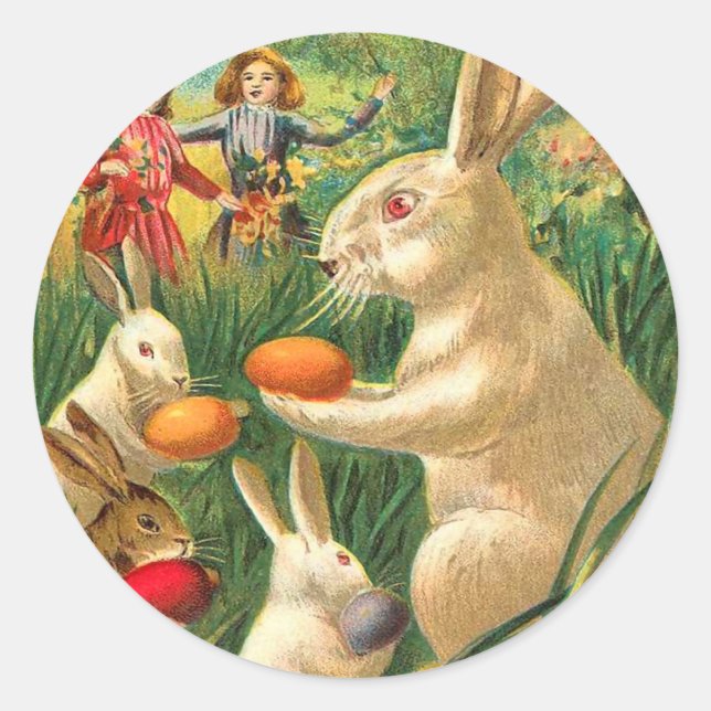 Vintage Easter Bunny Pegatinas (Anverso)