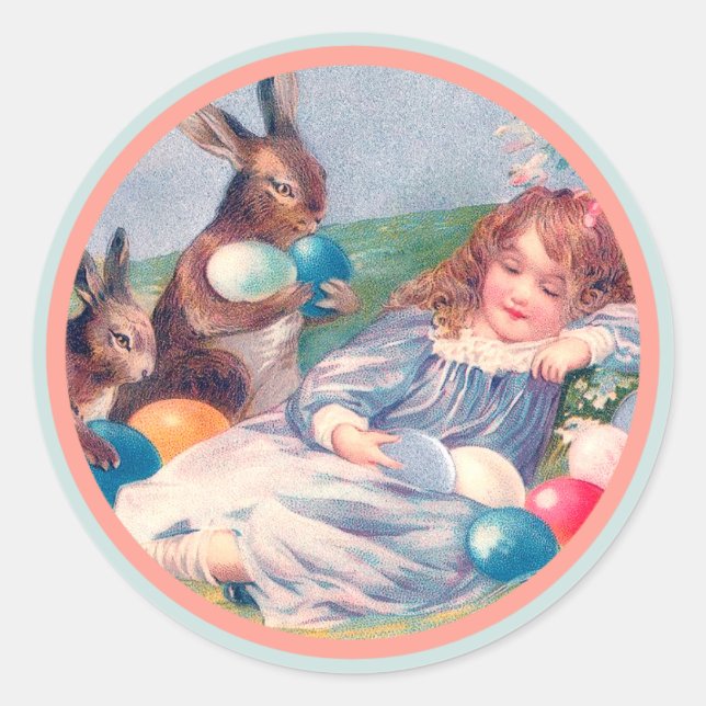 Vintage Easter Bunny y Pegatinas Chicas (Anverso)