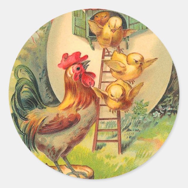Vintage Easter Chick Pegatinas (Anverso)