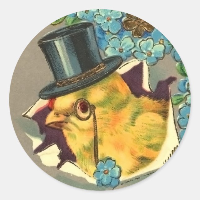 Vintage Easter Chick Pegatinas (Anverso)