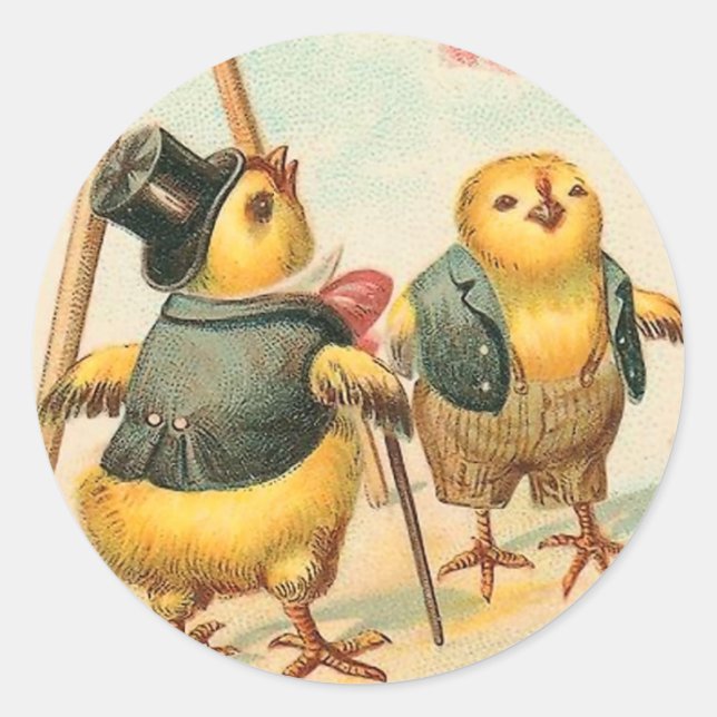 Vintage Easter Chick Pegatinas (Anverso)
