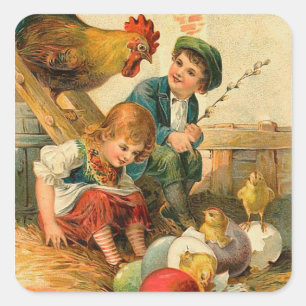 Vintage Easter Chick Pegatinas