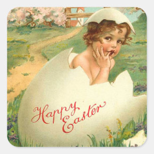 Vintage Easter Chick Pegatinas