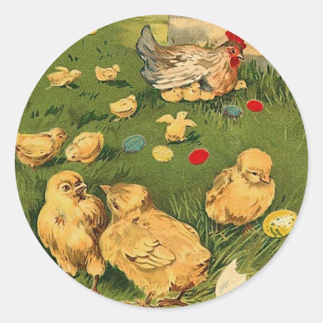Vintage Easter Chick Pegatinas (Anverso)