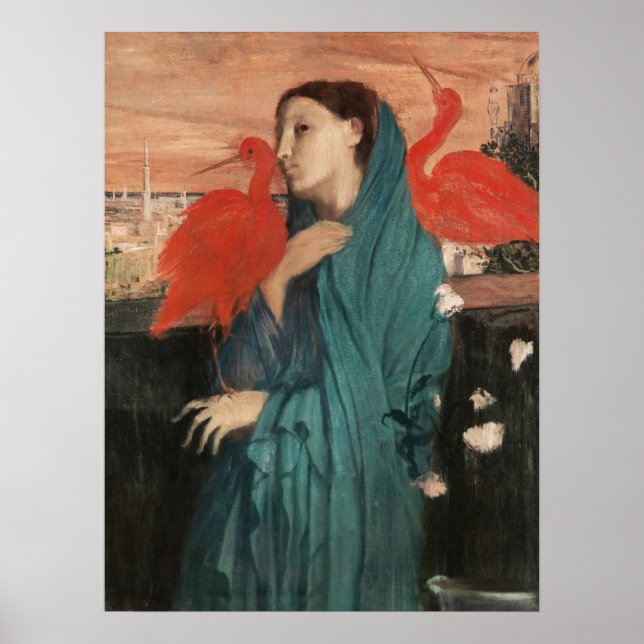 Vintage Edgar Degas Joven Mujer con Ibis Arte (Frente)