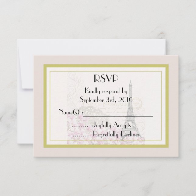 Vintage Eiffel Tower Wedding RSVP (Anverso)