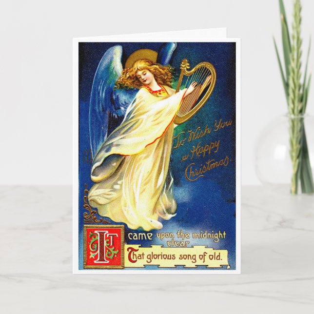 Vintage, el ángel de Navidad con arpa (Anverso)