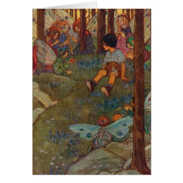 Vintage - el niño encuentra a hadas del arbolado, (Frente)