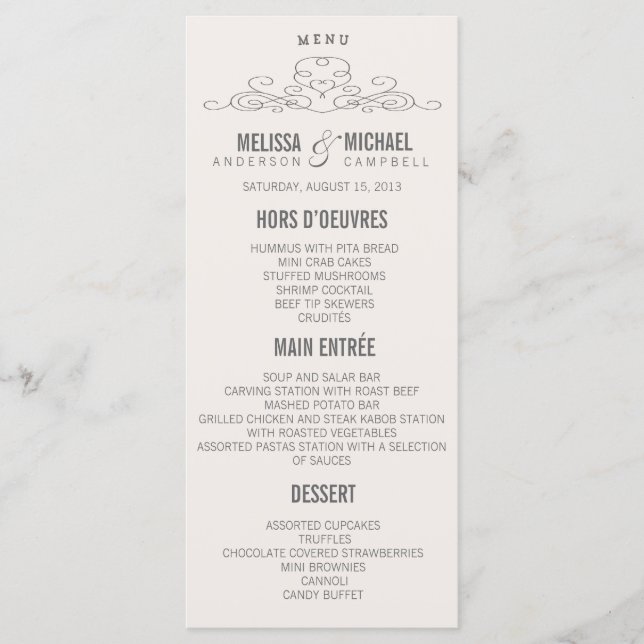 VINTAGE ELEGANCE | Menú de boda (Anverso)