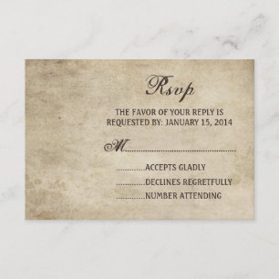 Vintage Elegance Plain Wedding Tarjeta RSVP