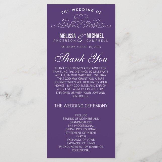 VINTAGE ELEGANCE | PROGRAMA DE BODA (Anverso)