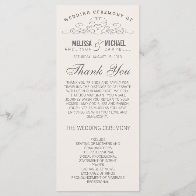 VINTAGE ELEGANCE | PROGRAMA DE BODA (Anverso)