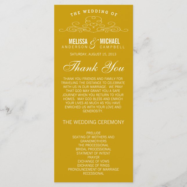 VINTAGE ELEGANCE | PROGRAMA DE BODA (Anverso)