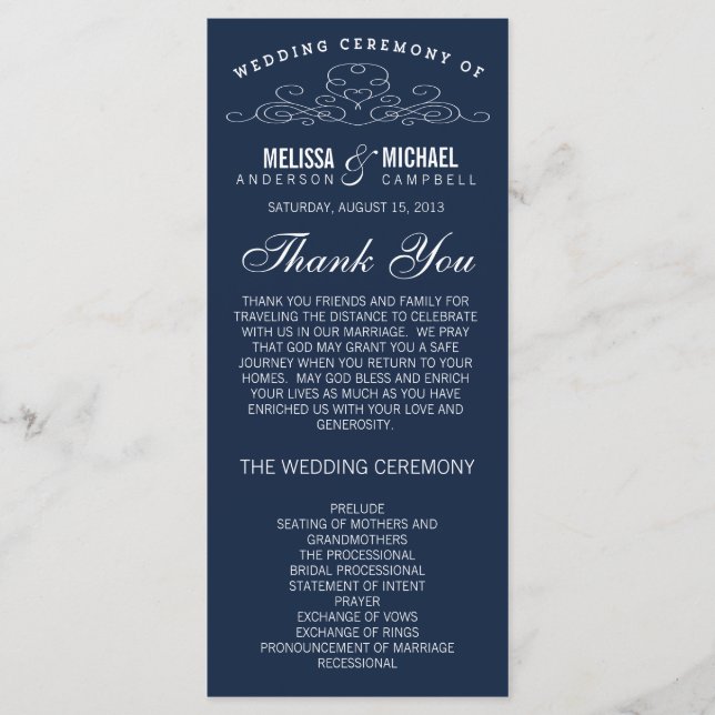 VINTAGE ELEGANCE | PROGRAMA DE BODA (Anverso)