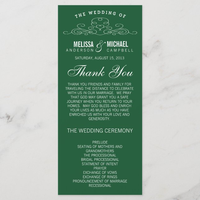 VINTAGE ELEGANCE | PROGRAMA EMERALD WEDDING (Anverso)