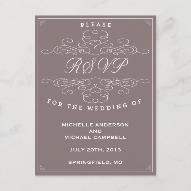 VINTAGE ELEGANCE | TARJETA POSTAL RSVP (Anverso)