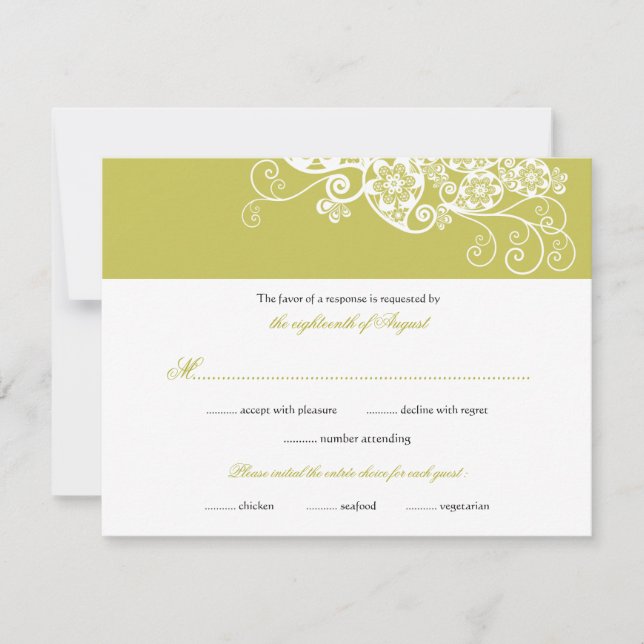 Vintage Elegant Boho Floral Paisley Wedding RSVP (Anverso)