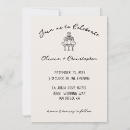 Vintage Elegant Bow Champagne Invitación a la Boda