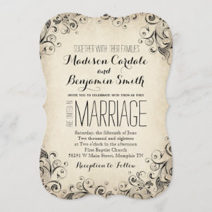 Vintage Elegant Florece Invitación a la Boda Rústi