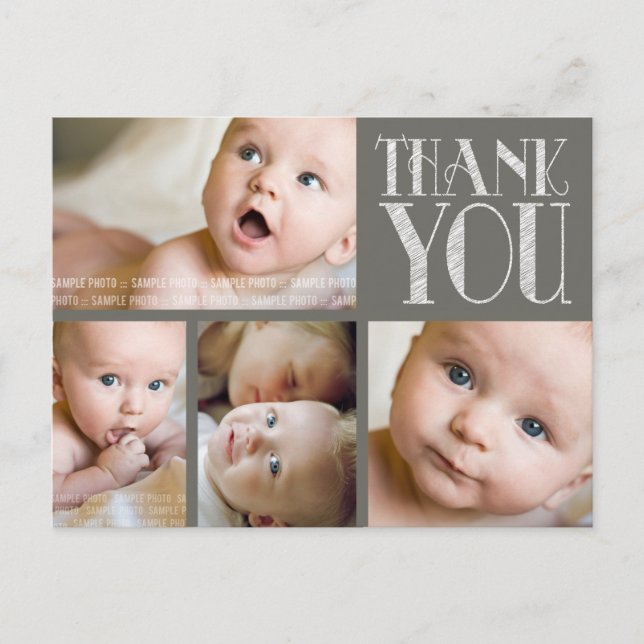 VINTAGE Elegant Photo Baby Gracias Tarjeta Post (Anverso)