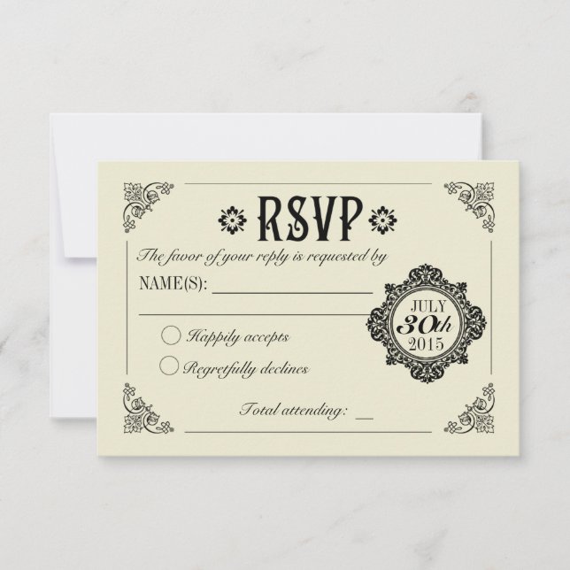 Vintage Elegant Wedding Invitation RSVP (Anverso)