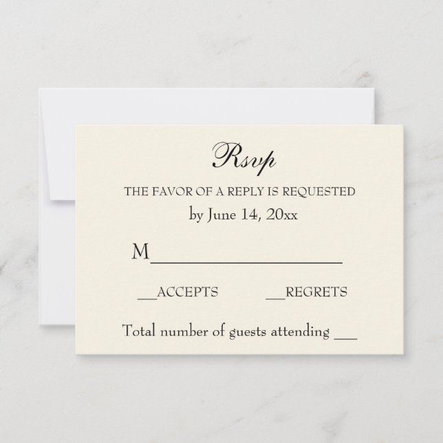 Vintage Elegant Wedding RSVP Sofisticada Crema (Anverso)