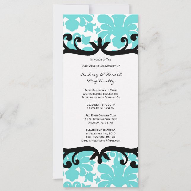 Vintage Elegante Aniversario de Invitación (Anverso)
