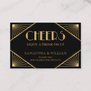 Vintage Elegante Art Deco Boda de Oro Ticket