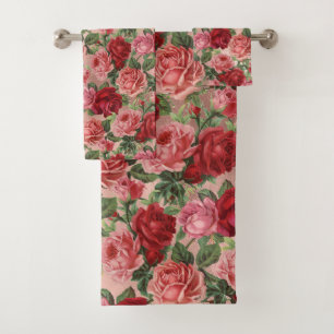 Vintage Elegante Floral Roja Rosa en Oro Rosa Rosa