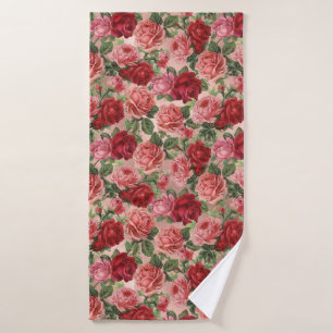 Vintage Elegante Floral Roja Rosa en Oro Rosa Rosa