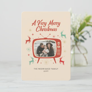 Vintage Elegante Retro Foto Familiar Feliz Navidad