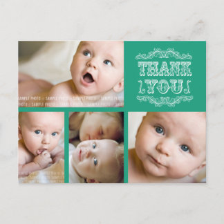 VINTAGE Emerald Photo Baby Gracias Tarjeta Post