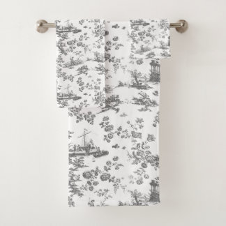 Vintage English Floral Toile de Jouy-Gray