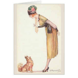 Vintage - Enseñando a un perro a sentarse,