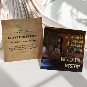 Vintage Escape Room Fiesta Invitación al cumpleaño