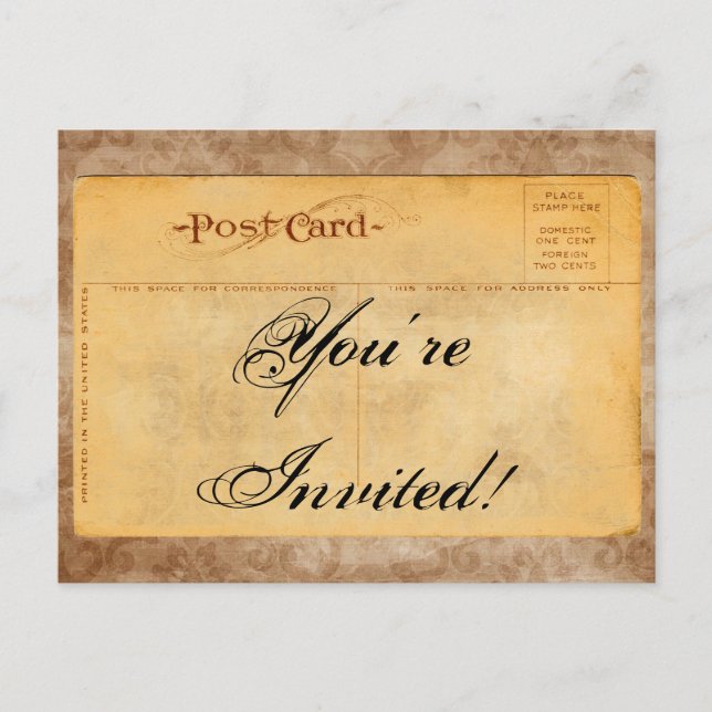 ¡Vintage estás invitado! Postales de invitación (Anverso)