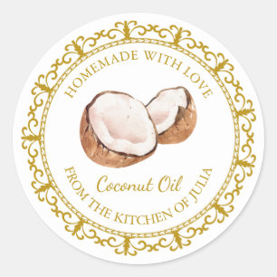 Vintage Etiqueta de aceite de coco casero l blanco