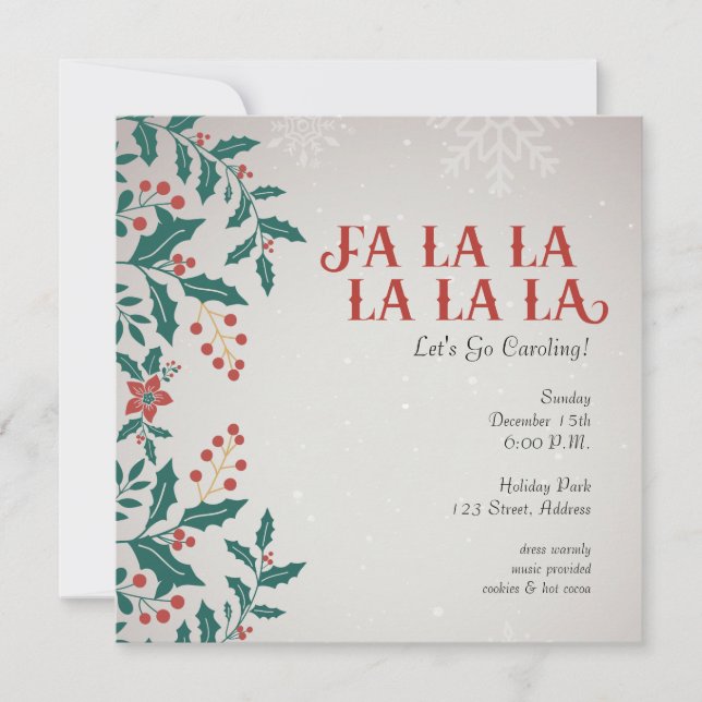 Vintage Fa La La Caroling Invitación (Anverso)