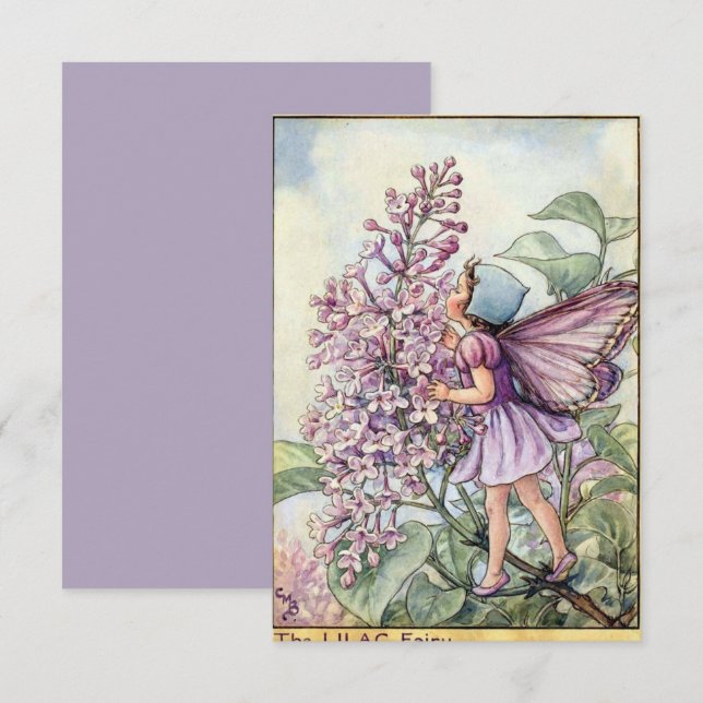 Vintage Fairy Huele Lilac Flor Tarjeta plana (Anverso / Reverso)