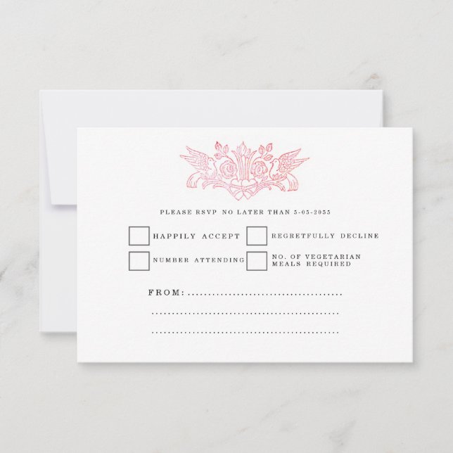 Vintage Fairytale Birds Boda Tarjetas RSVP (Anverso)