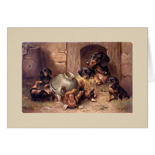 Vintage - familia del Dachshund,