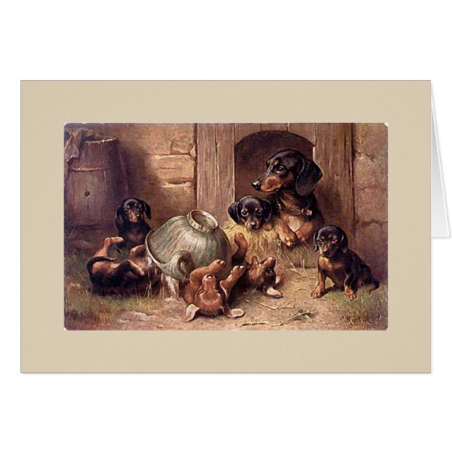 Vintage - familia del Dachshund, (Anverso (Horizontal))