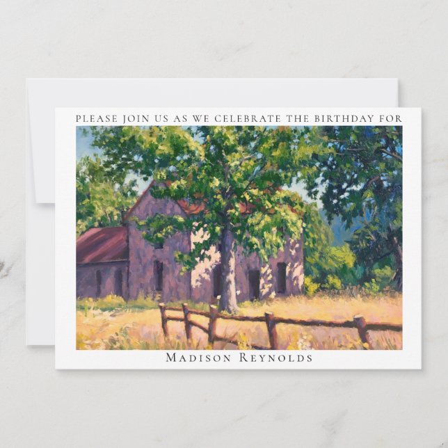 Vintage Farm Country House Invitación de cumpleaño (Anverso)