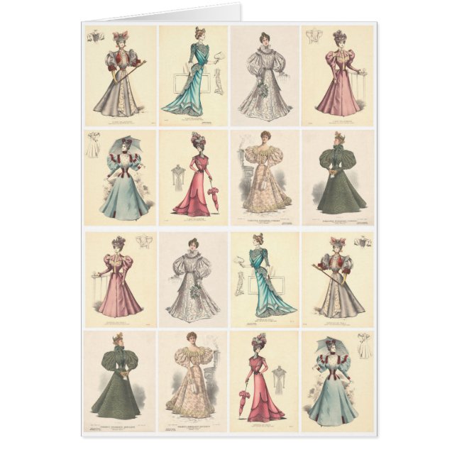 Vintage Fashion Victorian Women in Fancy Vestir (Frente)