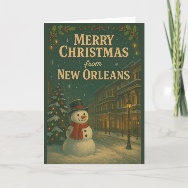 Vintage Feliz Navidad de Nueva Orleans doblado (Anverso)