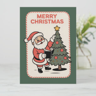 Vintage Feliz Navidad Santa Leyendo 