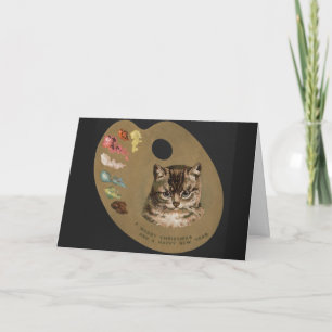 Vintage Feliz Navidad y Feliz Año Nuevo Cat