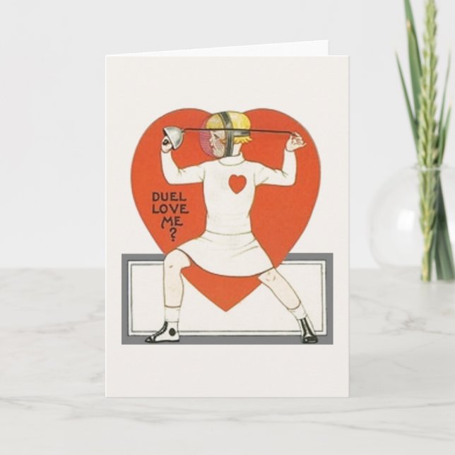 Vintage Fencer Valentine Tarjeta de felicitación (Anverso)