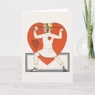 Vintage Fencer Valentine Tarjeta de felicitación