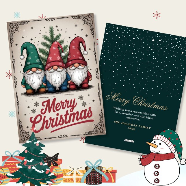 Vintage Festimes Gnomes Navidad Saludos (Subido por el creador)